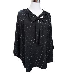 OLIVIA&MARTIN Blouse Top Neck Tie Bow Plus Size 1X Boho Whimsigoth Office Career